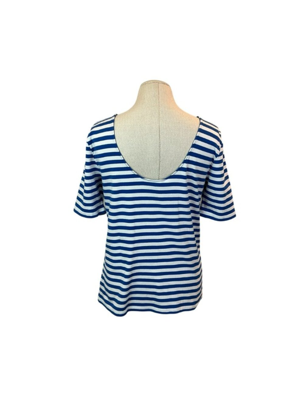 Lauren Ralph Lauren Scoop Neck Striped Short Sleeve Top Womens XL Blue White - Picture 6 of 10